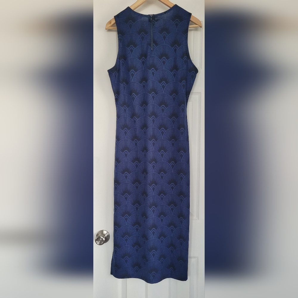 H&M Blue Sleeveless Midi Sheath Dress